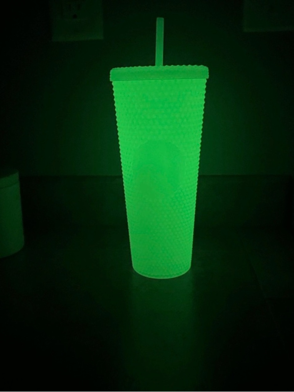 NWT Starbucks Glows in the Dark Neon Lime Studded Cold Cup w/ Straw - Picture 6 of 6